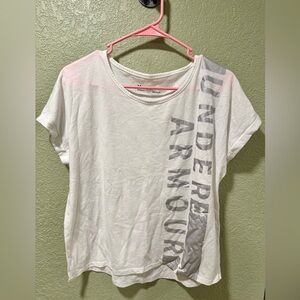 Under Armour Women's White Tee with Gray Lettering